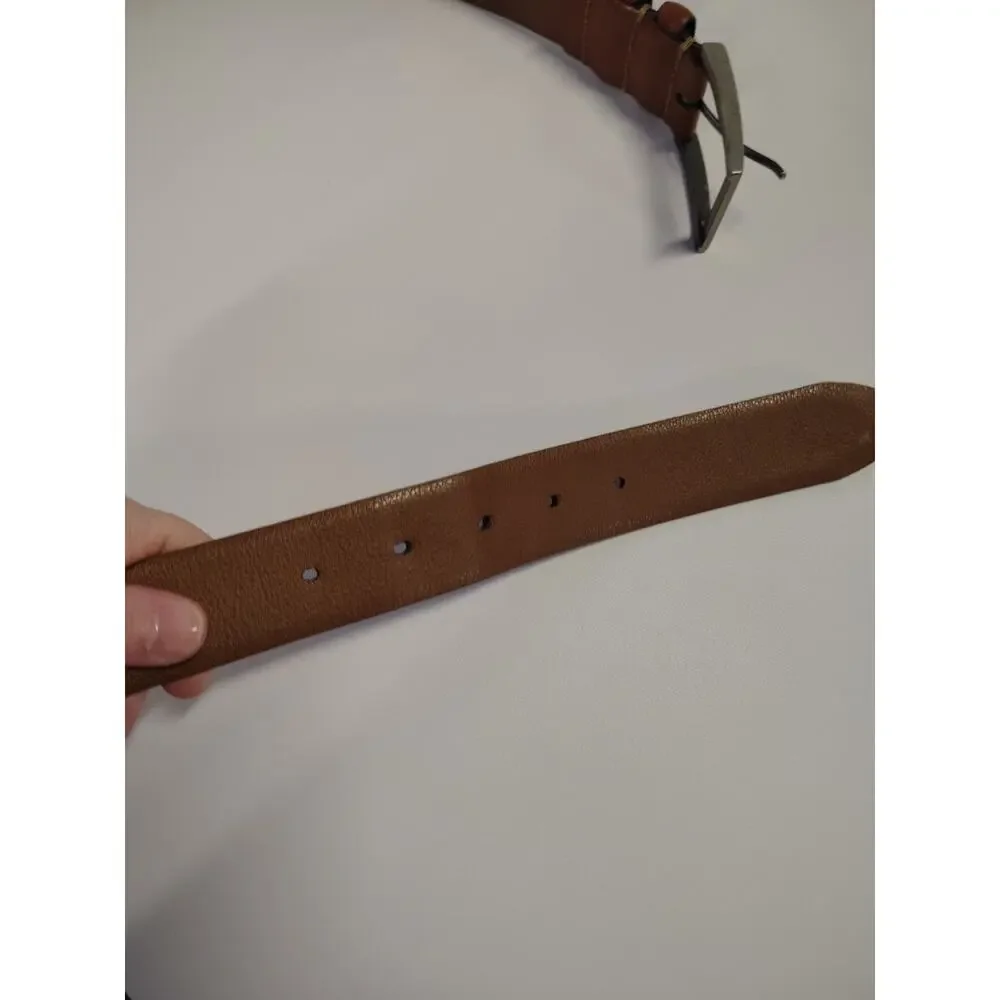Joseph Abboud Genuine Leather Belt Men’s 34 Cognac Brown Hand Crafted in Italy